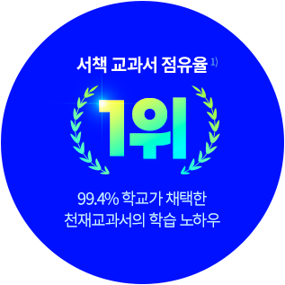1) 서책 교과서 점유율 1위 : 99.4% 학교가 채택한 천재교와서의 학습 노하우