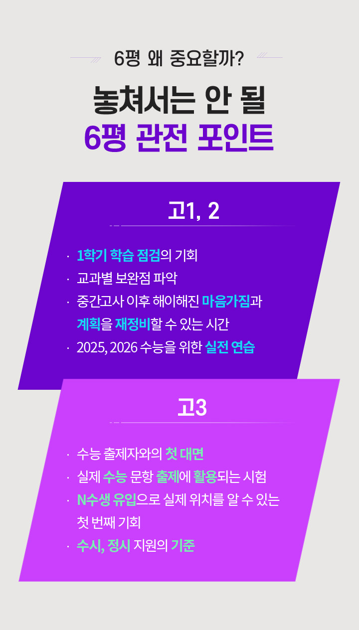 놓쳐서는 안 될 3월 학평이 가진 의미 - 새로운 학년, 첫 학령평가 - 학습계획을 세우는 데에 중요한 기준점 역할 - 전국 수험생들 사이에서 처음 나의 위치를 파악할 수 있는 첫 시험