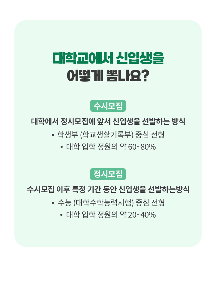 대학교에서 신입생을 어떻게 뽑나요?