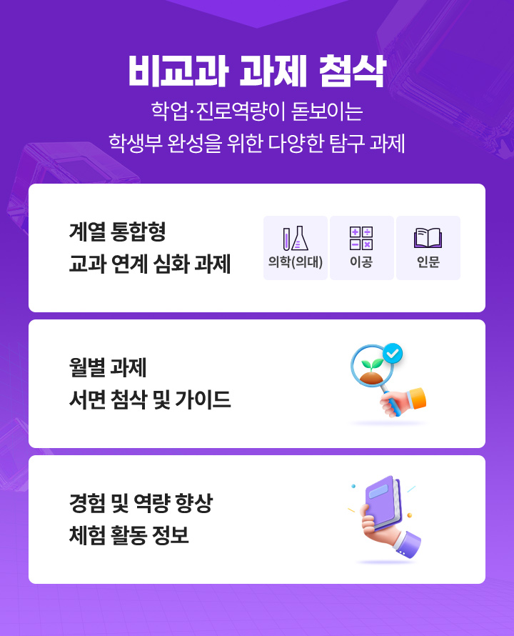 비교과 과제 첨삭 학업·진로역량이 돋보이는 학생부 완성을 위한 다양한 탐구 과제