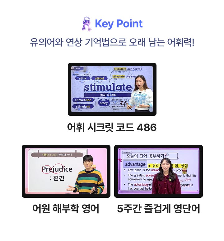 어휘: Key Point 유의어와 연상 기억법으로 오래 남는 어휘력! 어휘 시크릿 코드 486, 어원 해부학 영어, 5주간 즐겁게 영단어