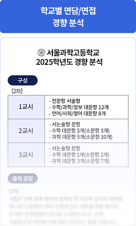 학교별 면담/면접 경향 분석