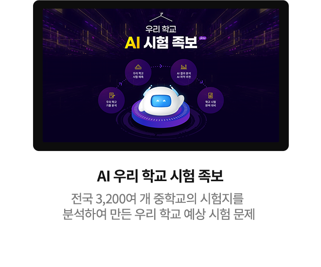 AI 우리 학교 시험 족보 전국 3,200여 개의 줃학교의 시험지를 분석하여 만든 우리 학교 예상 시험 문제