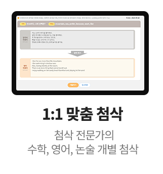 1:1 맞춤 첨삭 첨삭 전문가의 수학, 영어, 논술 개별 첨삭