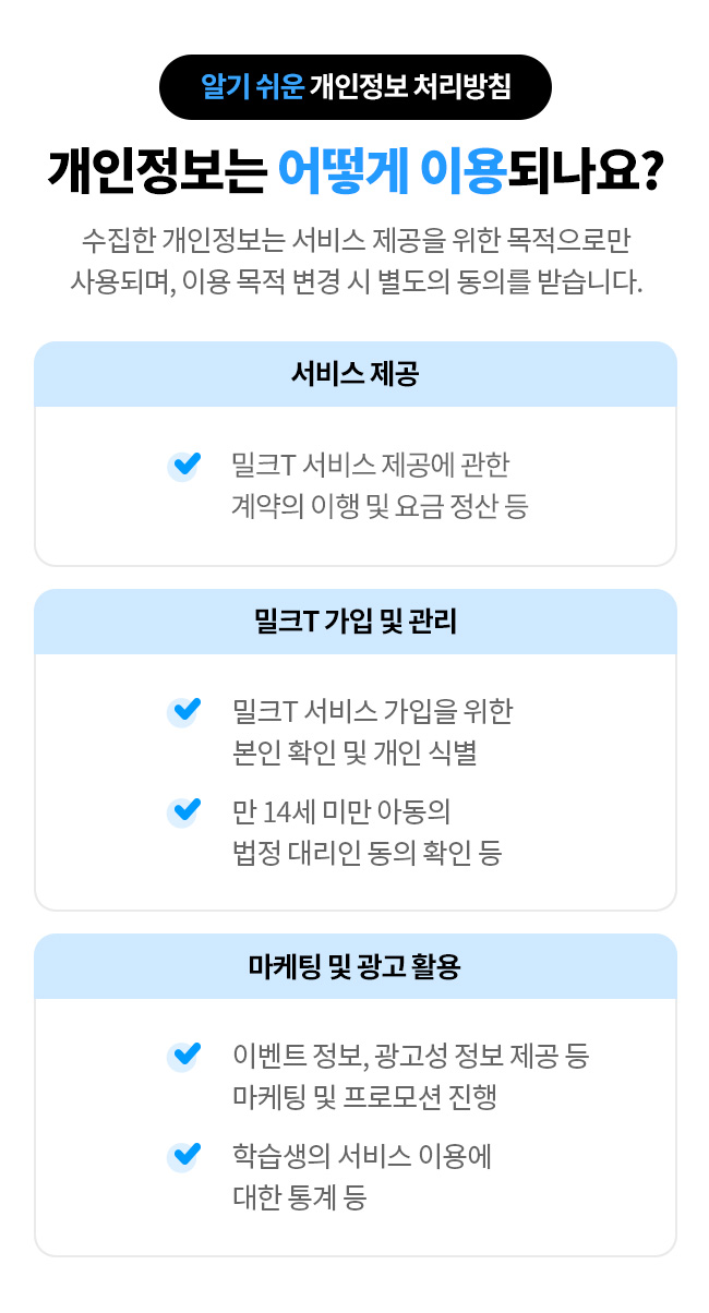 알기 쉬운 개인정보 처리방침 - 개인정보는 어떻게 이용되나요?