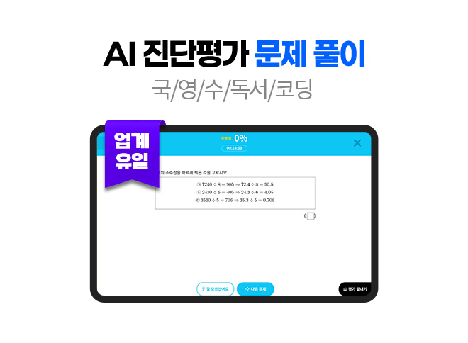 STEP 01 실력 진단 : AI 진단평가 문제 풀이 국/영/수/독서/코딩