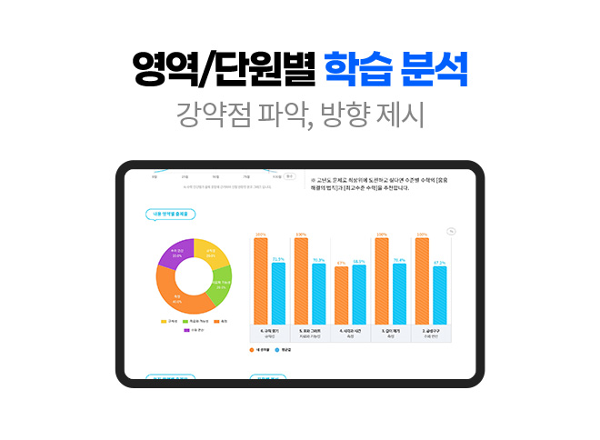 STEP 02 성취도 분석 : 영역/단원별 학습 분석 강약점 파악, 방향 제시