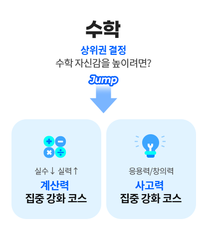 수학 : 상위권 결정 수학 자신감을 높이려면? 계산력 집중 강화코스, 응용력/창의력 사고력 집중 강화코스