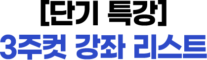 [단기 특강] 3주컷 강좌리스트