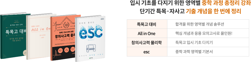 입시 기초를 다지기 위한 영역별 중학 과정 총정리 강좌 단기간 특목 자사고 기출 개념을 한 번에 정리
