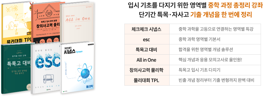 입시 기초를 다지기 위한 영역별 중학 과정 총정리 강좌 단기간 특목 자사고 기출 개념을 한 번에 정리